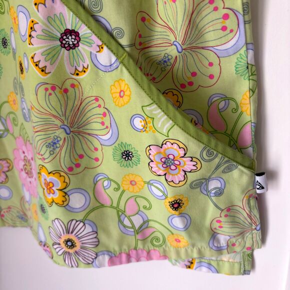 Cherokee Studio Mint Green Floral V Neck Short Sleeve 2 Pocket Nurse Scrub Sz. L - Picture 4 of 6